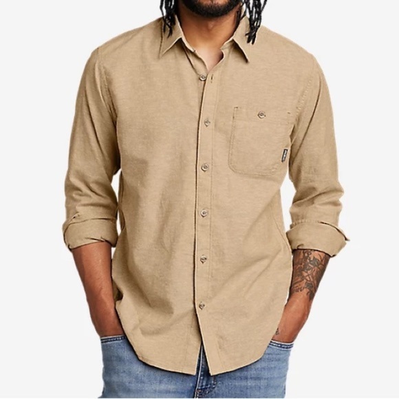 Eddie Bauer Men's EB Hemplify Long-Sleeve Shirt Flax (Tan) size TXL - Picture 1 of 10